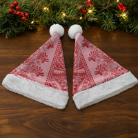 Red Hibiscus Monstera Seamless Kakau Hawaii Christmas Santa Hat LT14 - Polynesian Pride