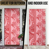 Red Hibiscus Monstera Seamless Kakau Hawaii Door Cover LT14 - Polynesian Pride