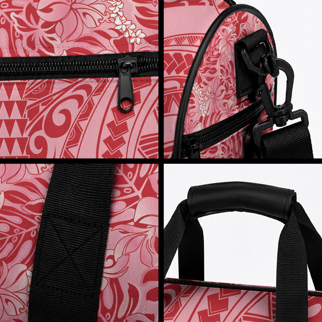 Red Hibiscus Monstera Seamless Kakau Hawaii Duffle Bag LT14 - Polynesian Pride