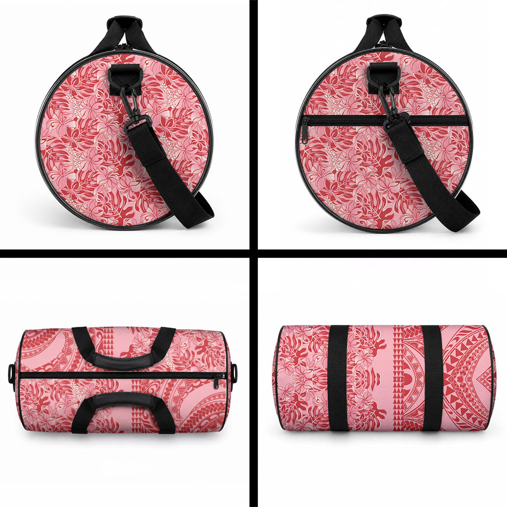 Red Hibiscus Monstera Seamless Kakau Hawaii Duffle Bag LT14 - Polynesian Pride