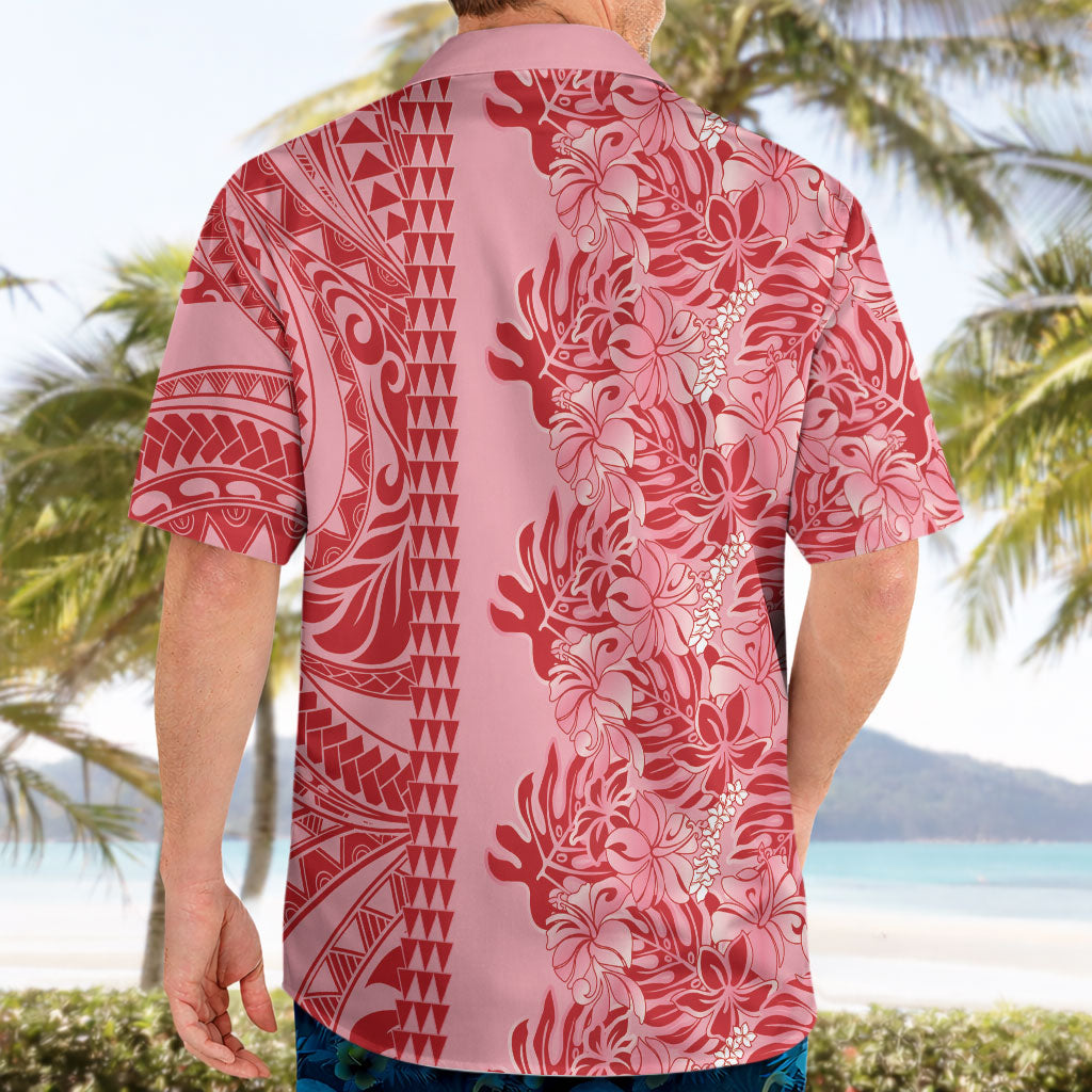 Red Hibiscus Monstera Seamless Kakau Hawaii Hawaiian Shirt LT14 - Polynesian Pride