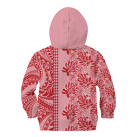 Red Hibiscus Monstera Seamless Kakau Hawaii Kid Hoodie LT14 - Polynesian Pride
