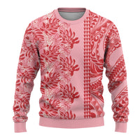 Red Hibiscus Monstera Seamless Kakau Hawaii Ugly Christmas Sweater LT14 - Polynesian Pride