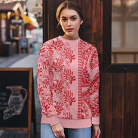 Red Hibiscus Monstera Seamless Kakau Hawaii Ugly Christmas Sweater LT14 - Polynesian Pride