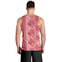 Red Hibiscus Monstera Seamless Kakau Hawaii Men Tank Top LT14 - Polynesian Pride