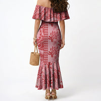 Red Hibiscus Monstera Seamless Kakau Hawaii Mermaid Dress LT14 - Polynesian Pride