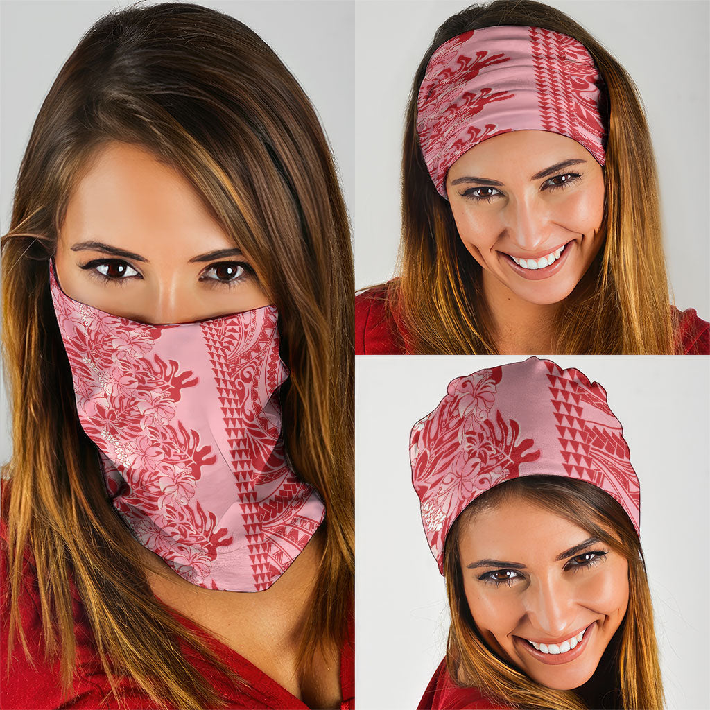 Red Hibiscus Monstera Seamless Kakau Hawaii Neck Gaiter LT14 - Polynesian Pride