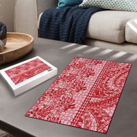 Red Hibiscus Monstera Seamless Kakau Hawaii Puzzle LT14 - Polynesian Pride
