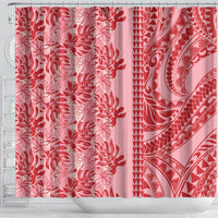 Red Hibiscus Monstera Seamless Kakau Hawaii Shower Curtain LT14 - Polynesian Pride