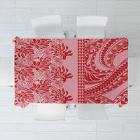 Red Hibiscus Monstera Seamless Kakau Hawaii Tablecloth LT14 Red - Polynesian Pride