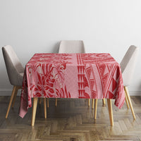 Red Hibiscus Monstera Seamless Kakau Hawaii Tablecloth LT14 - Polynesian Pride