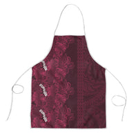 Burgundy Hibiscus Monstera Seamless Kakau Hawaii Apron LT14 Burgundy - Polynesian Pride