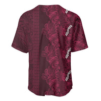 Burgundy Hibiscus Monstera Seamless Kakau Hawaii Baseball Jersey LT14 - Polynesian Pride