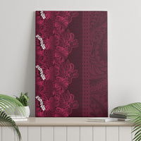 Burgundy Hibiscus Monstera Seamless Kakau Hawaii Canvas Wall Art LT14 - Polynesian Pride