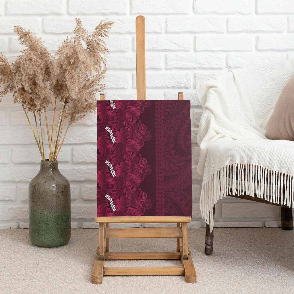 Burgundy Hibiscus Monstera Seamless Kakau Hawaii Canvas Wall Art LT14 - Polynesian Pride