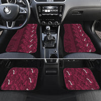 Burgundy Hibiscus Monstera Seamless Kakau Hawaii Car Mats LT14 Set 4pcs Burgundy - Polynesian Pride