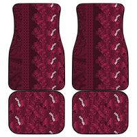 Burgundy Hibiscus Monstera Seamless Kakau Hawaii Car Mats LT14 - Polynesian Pride