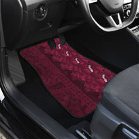 Burgundy Hibiscus Monstera Seamless Kakau Hawaii Car Mats LT14 - Polynesian Pride