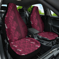 Burgundy Hibiscus Monstera Seamless Kakau Hawaii Car Seat Cover LT14 One Size Burgundy - Polynesian Pride