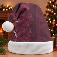 Burgundy Hibiscus Monstera Seamless Kakau Hawaii Christmas Santa Hat LT14 Without Fur Burgundy - Polynesian Pride