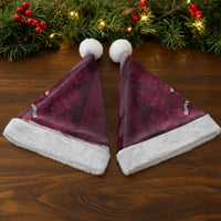 Burgundy Hibiscus Monstera Seamless Kakau Hawaii Christmas Santa Hat LT14 - Polynesian Pride