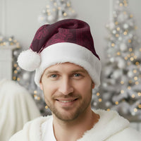 Burgundy Hibiscus Monstera Seamless Kakau Hawaii Christmas Santa Hat LT14 - Polynesian Pride
