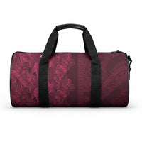 Burgundy Hibiscus Monstera Seamless Kakau Hawaii Duffle Bag LT14 One size Burgundy - Polynesian Pride
