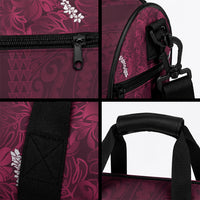 Burgundy Hibiscus Monstera Seamless Kakau Hawaii Duffle Bag LT14 - Polynesian Pride