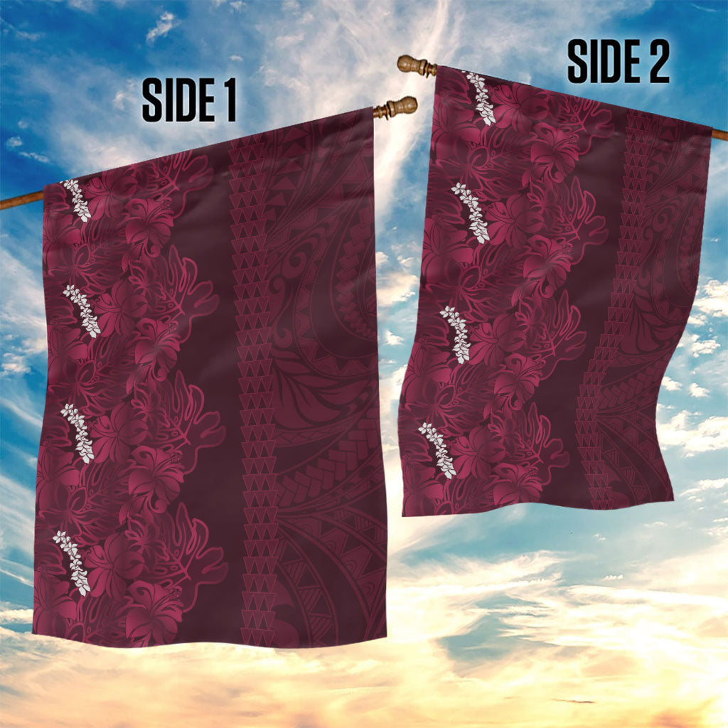 Burgundy Hibiscus Monstera Seamless Kakau Hawaii Garden Flag LT14 - Polynesian Pride