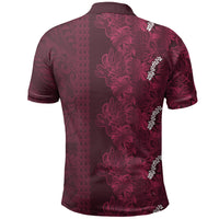 Burgundy Hibiscus Monstera Seamless Kakau Hawaii Polo Shirt LT14 - Polynesian Pride