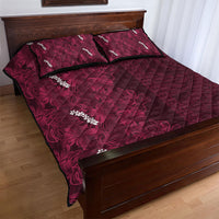 Burgundy Hibiscus Monstera Seamless Kakau Hawaii Quilt Bed Set LT14 - Polynesian Pride