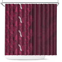 Burgundy Hibiscus Monstera Seamless Kakau Hawaii Shower Curtain LT14 Burgundy - Polynesian Pride