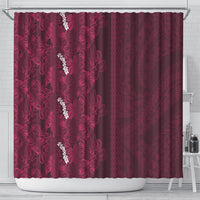 Burgundy Hibiscus Monstera Seamless Kakau Hawaii Shower Curtain LT14 - Polynesian Pride