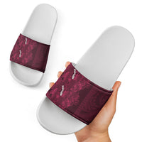 Burgundy Hibiscus Monstera Seamless Kakau Hawaii Slide Sandals LT14 - Polynesian Pride