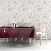 Burgundy Hibiscus Monstera Seamless Kakau Hawaii Tablecloth LT14 - Polynesian Pride