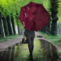 Burgundy Hibiscus Monstera Seamless Kakau Hawaii Umbrella LT14 - Polynesian Pride