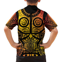 Marquesas Islands Family Matching Puletasi and Hawaiian Shirt Marquesan Tattoo Yellow Gradient LT14 - Polynesian Pride
