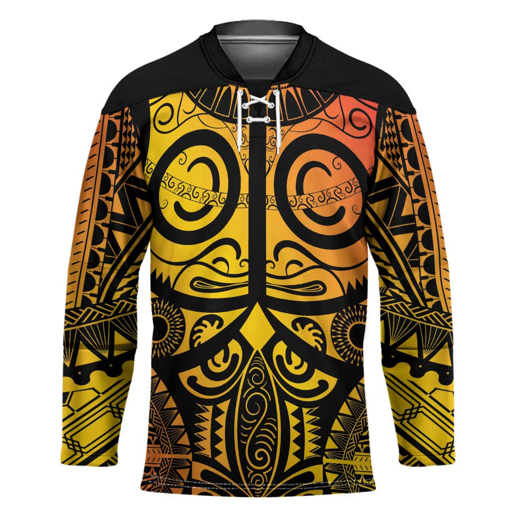 Marquesas Islands Hockey Jersey Marquesan Tattoo Yellow Gradient - Polynesian Pride