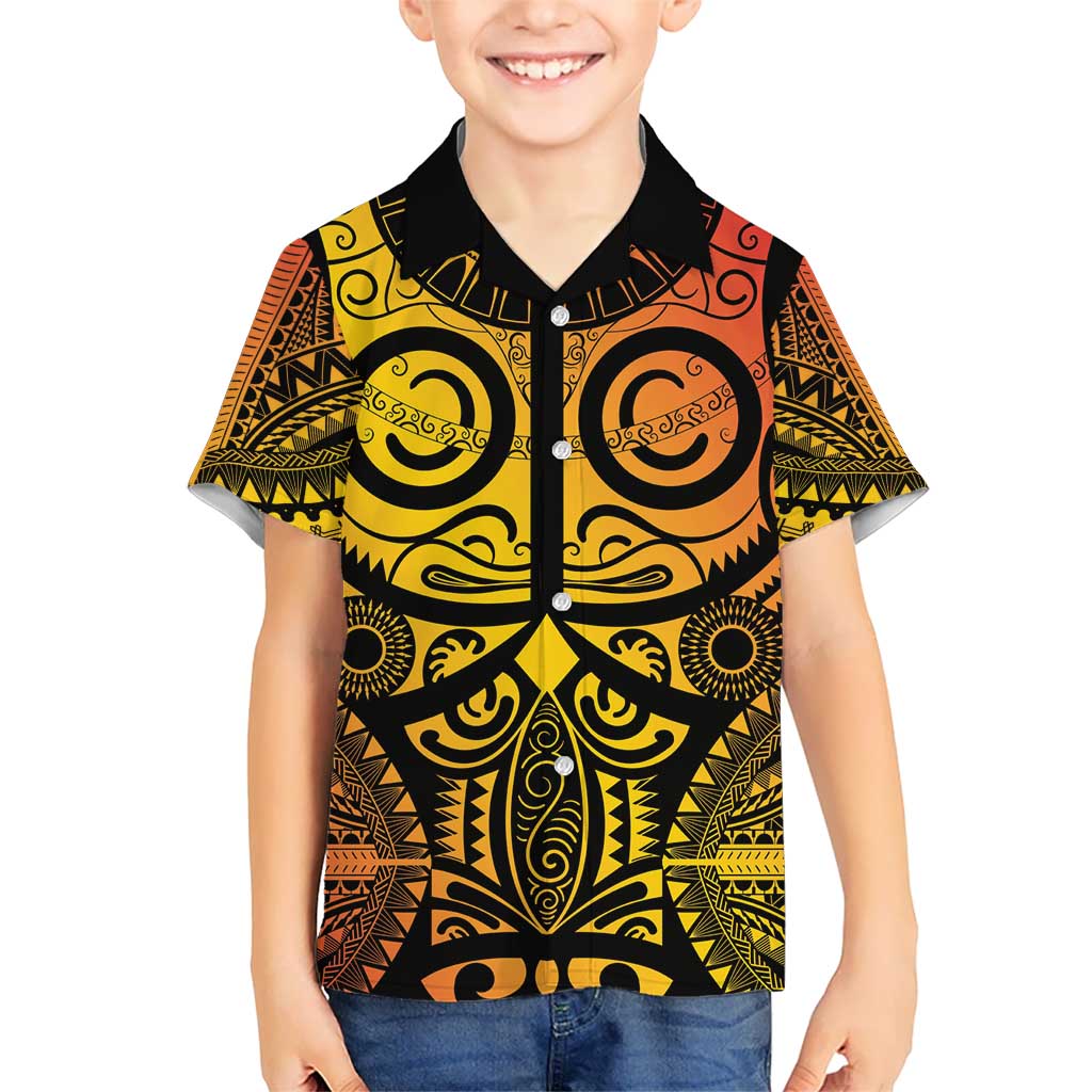Marquesas Islands Kid Hawaiian Shirt Marquesan Tattoo Yellow Gradient - Polynesian Pride