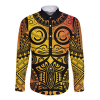 Marquesas Islands Long Sleeve Button Shirt Marquesan Tattoo Yellow Gradient LT14 Unisex Yellow - Polynesian Pride