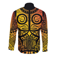 Marquesas Islands Long Sleeve Button Shirt Marquesan Tattoo Yellow Gradient LT14 - Polynesian Pride