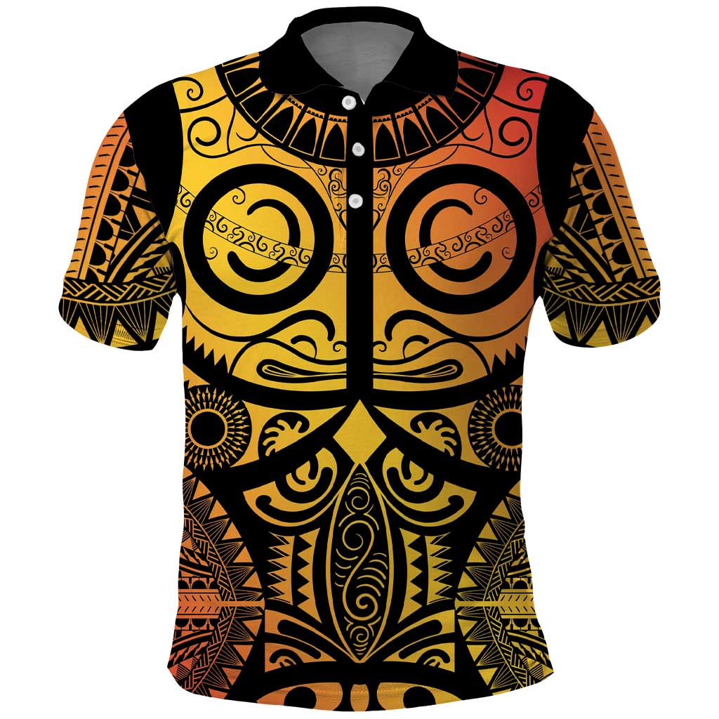 Marquesas Islands Polo Shirt Marquesan Tattoo Yellow Gradient LT14 Yellow - Polynesian Pride