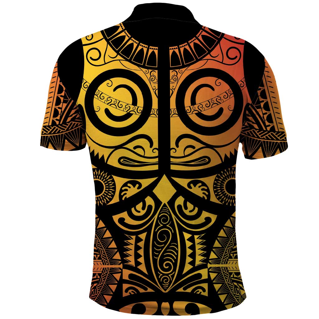 Marquesas Islands Polo Shirt Marquesan Tattoo Yellow Gradient LT14 - Polynesian Pride