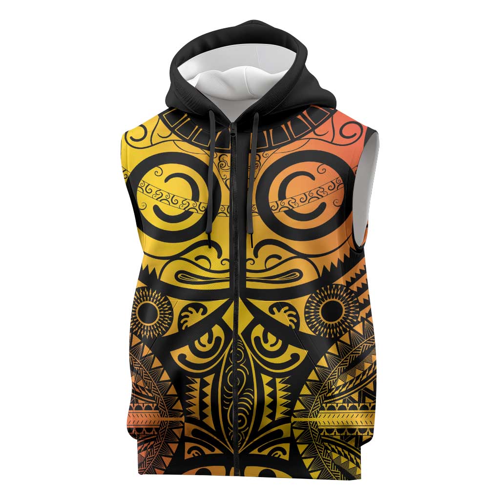 Marquesas Islands Sleeveless Zip Hoodie Marquesan Tattoo Yellow Gradient LT14 Yellow - Polynesian Pride