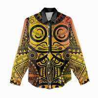 Marquesas Islands Women Casual Shirt Marquesan Tattoo Yellow Gradient LT14 - Polynesian Pride