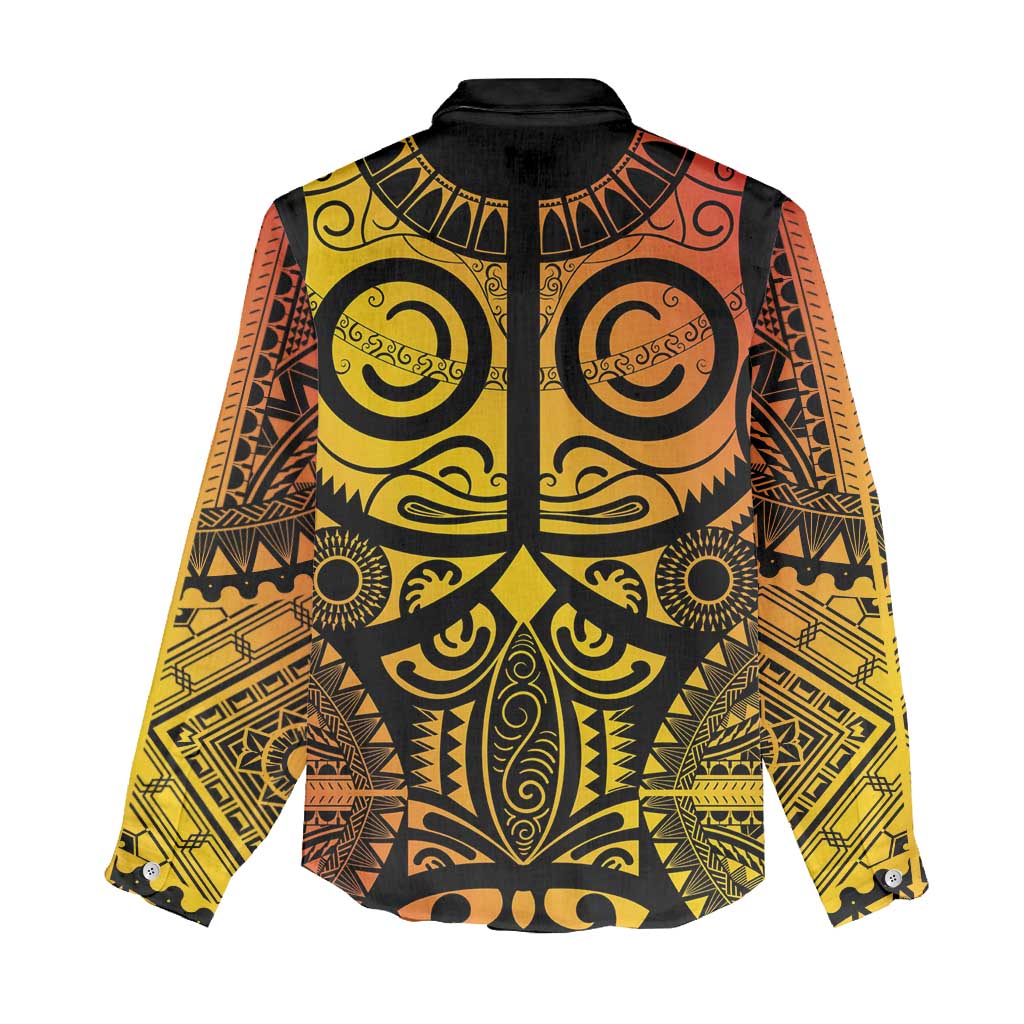 Marquesas Islands Women Casual Shirt Marquesan Tattoo Yellow Gradient LT14 - Polynesian Pride