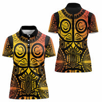Marquesas Islands Women Polo Shirt Marquesan Tattoo Yellow Gradient LT14 - Polynesian Pride