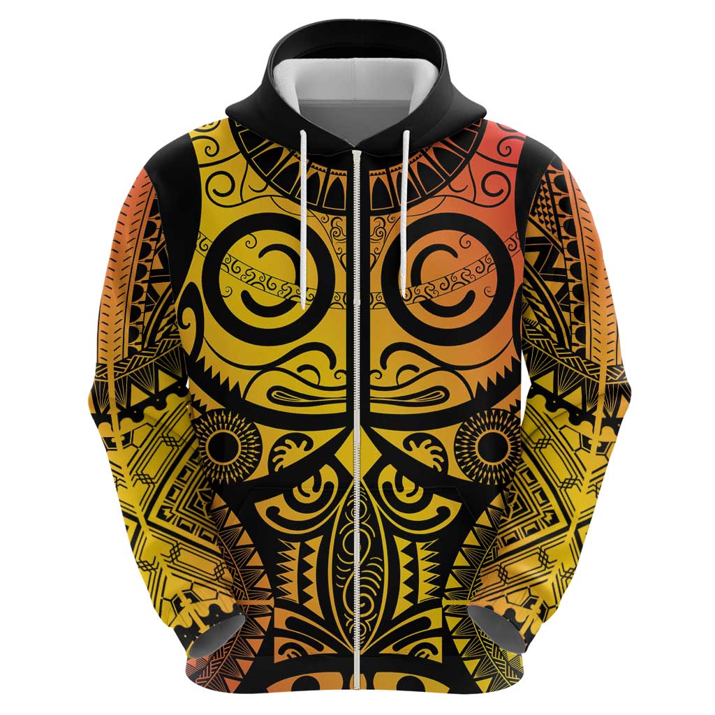 Marquesas Islands Zip Hoodie Marquesan Tattoo Yellow Gradient LT14 - Polynesian Pride