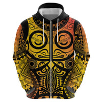 Marquesas Islands Zip Hoodie Marquesan Tattoo Yellow Gradient LT14 - Polynesian Pride
