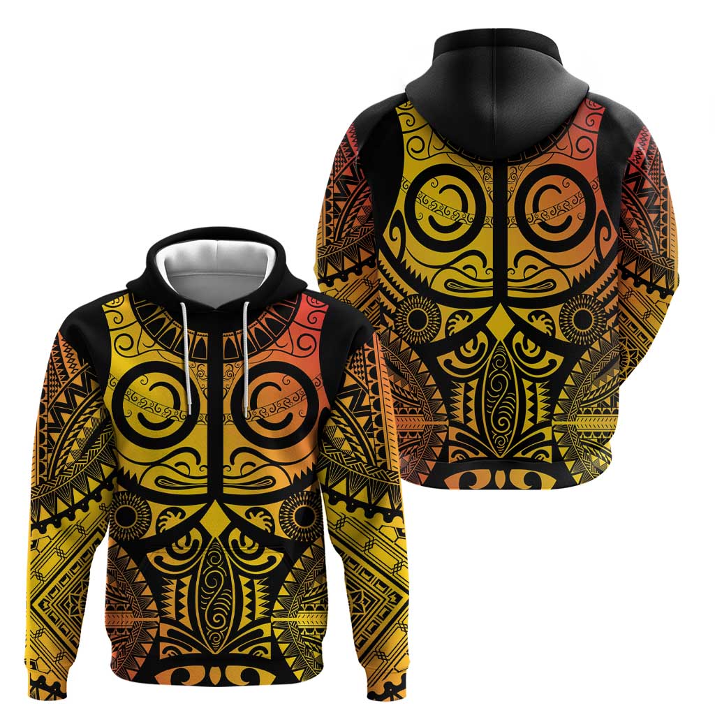 Marquesas Islands Zip Hoodie Marquesan Tattoo Yellow Gradient LT14 - Polynesian Pride